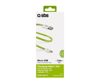 Kabel SBS microUSB - USB 1,5m plaski zielony